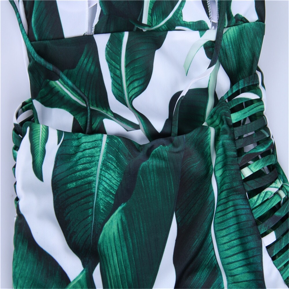 Leaf print one piece swimsuit - Picture 6 of 8